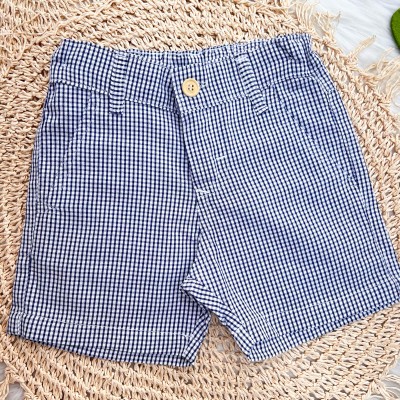 Conj Camiseta gola Polo e Short Xadrez Marinho